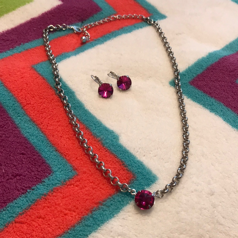 Pink Stone necklace w/ matching earrings “sabika”